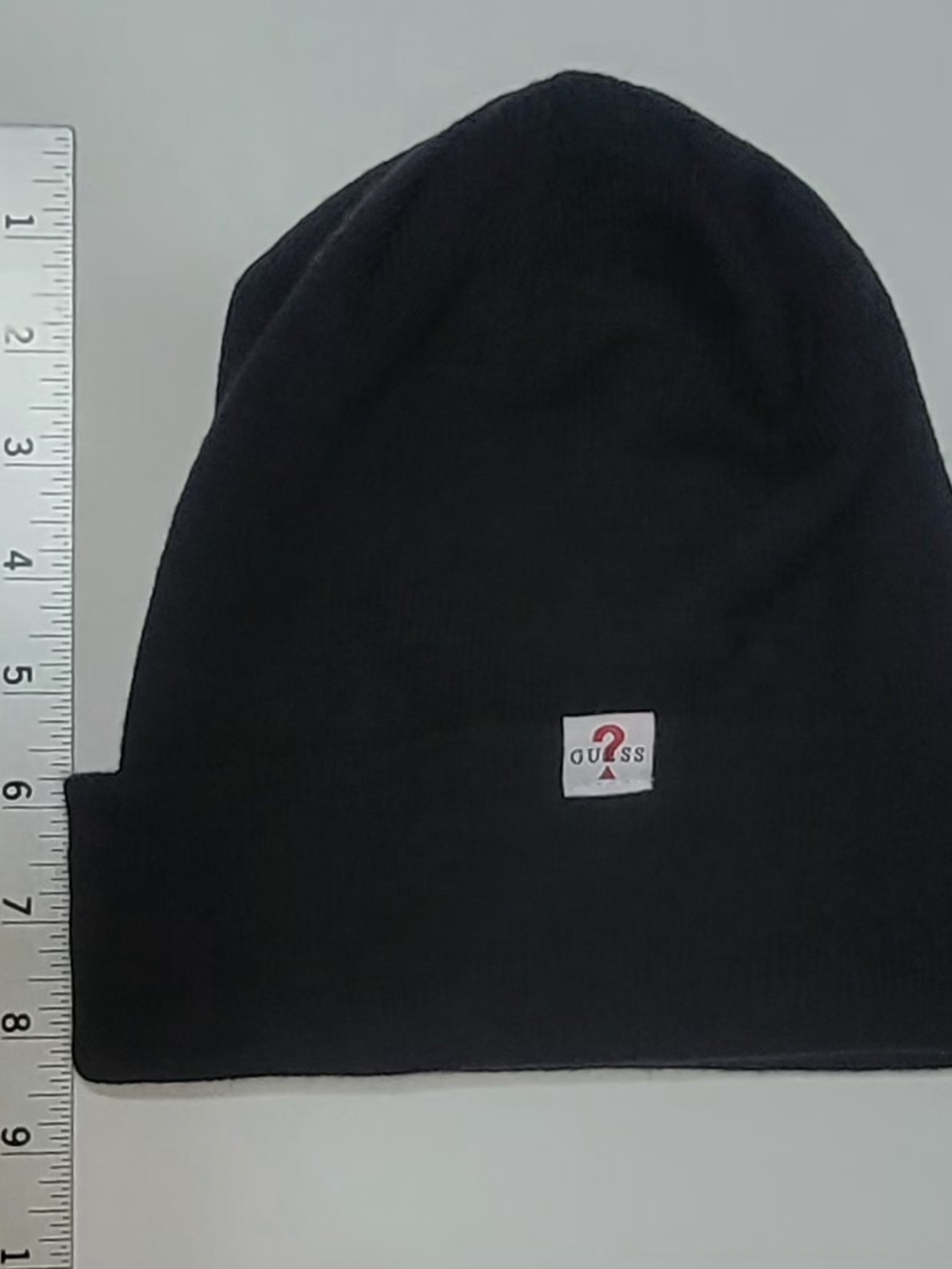 Guess Black Knit Beanie with Red Logo Accent Size O/S